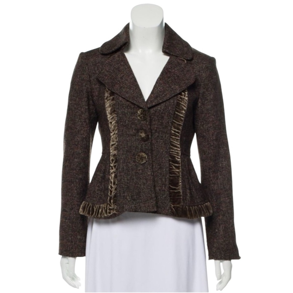 🆕 NANETT LEPORE velvet & Wool Blazer Size 6